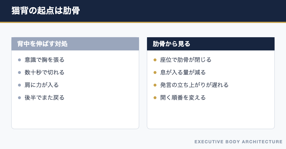 猫背は背中ではなく肋骨の問題